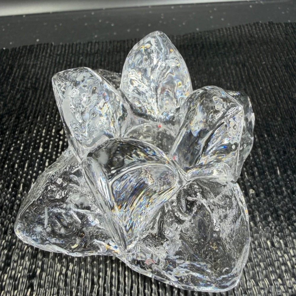 Kosta Boda Crystal Snowstar Taper Candle Holders Set 2 Ann Warff Art Glass Clear
